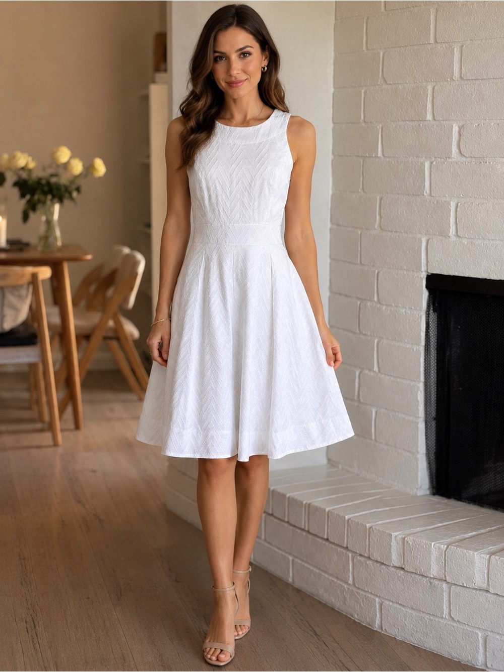 White House Black Market Textured Fit & Flare Dress – Size 6